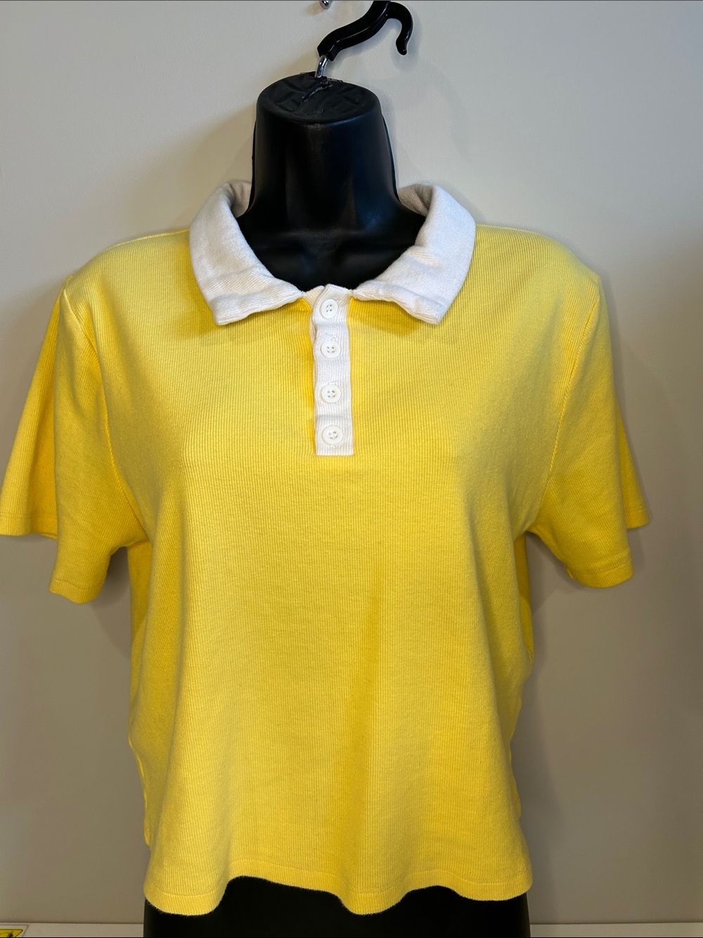 Forever 21 Yellow Polo Top with White Collar